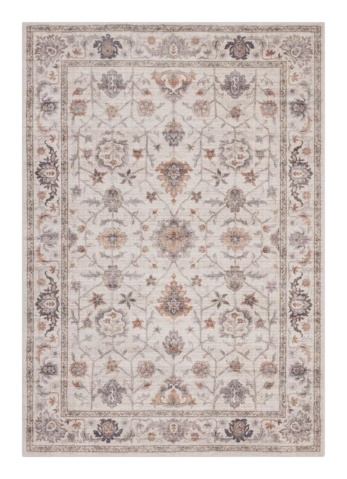 Tapis Albi, coloris beige et terracotta, vue de dessus