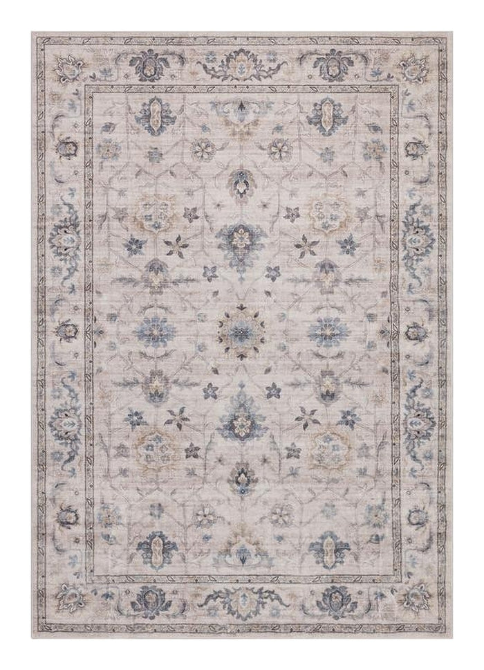 Tapis Albi beige et bleu, vue de dessus