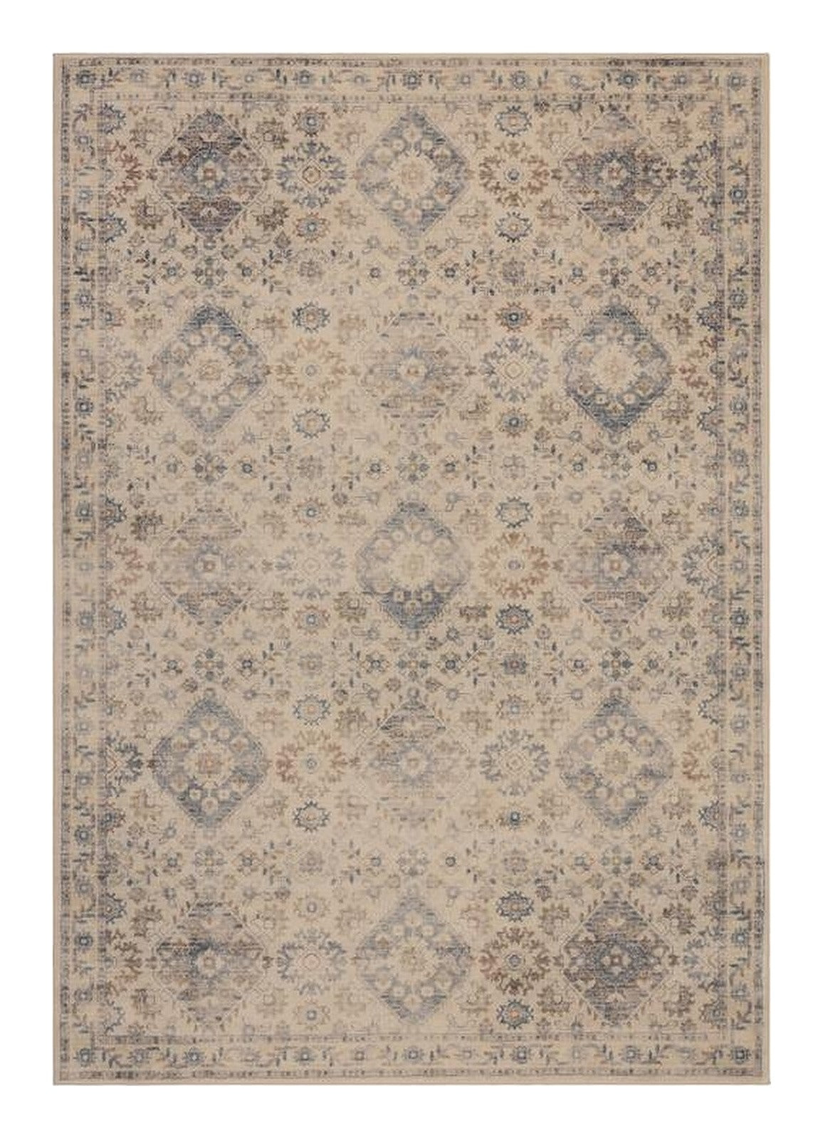 Tapis Moissac, coloris beige et gris, motif 2, vue de dessus