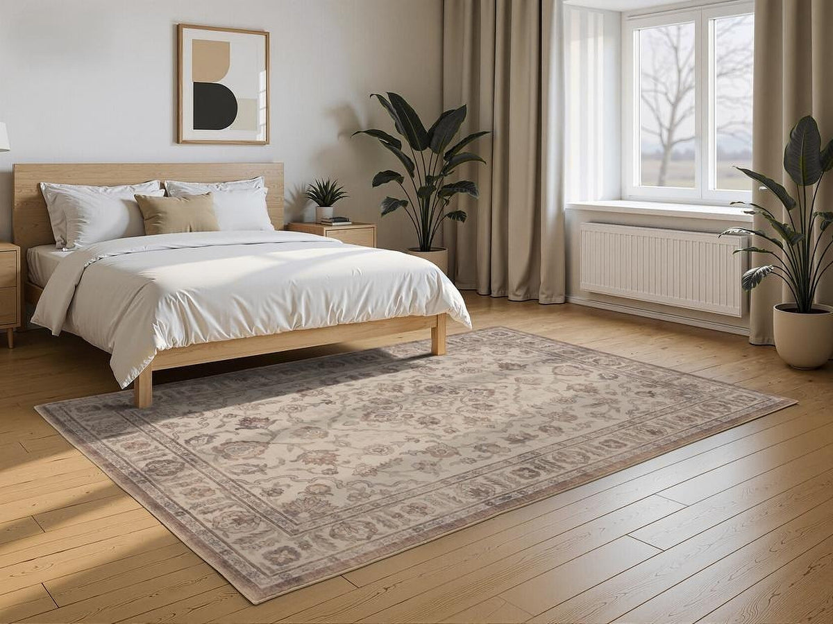 Tapis Moissac beige et terracotta dans une pièce