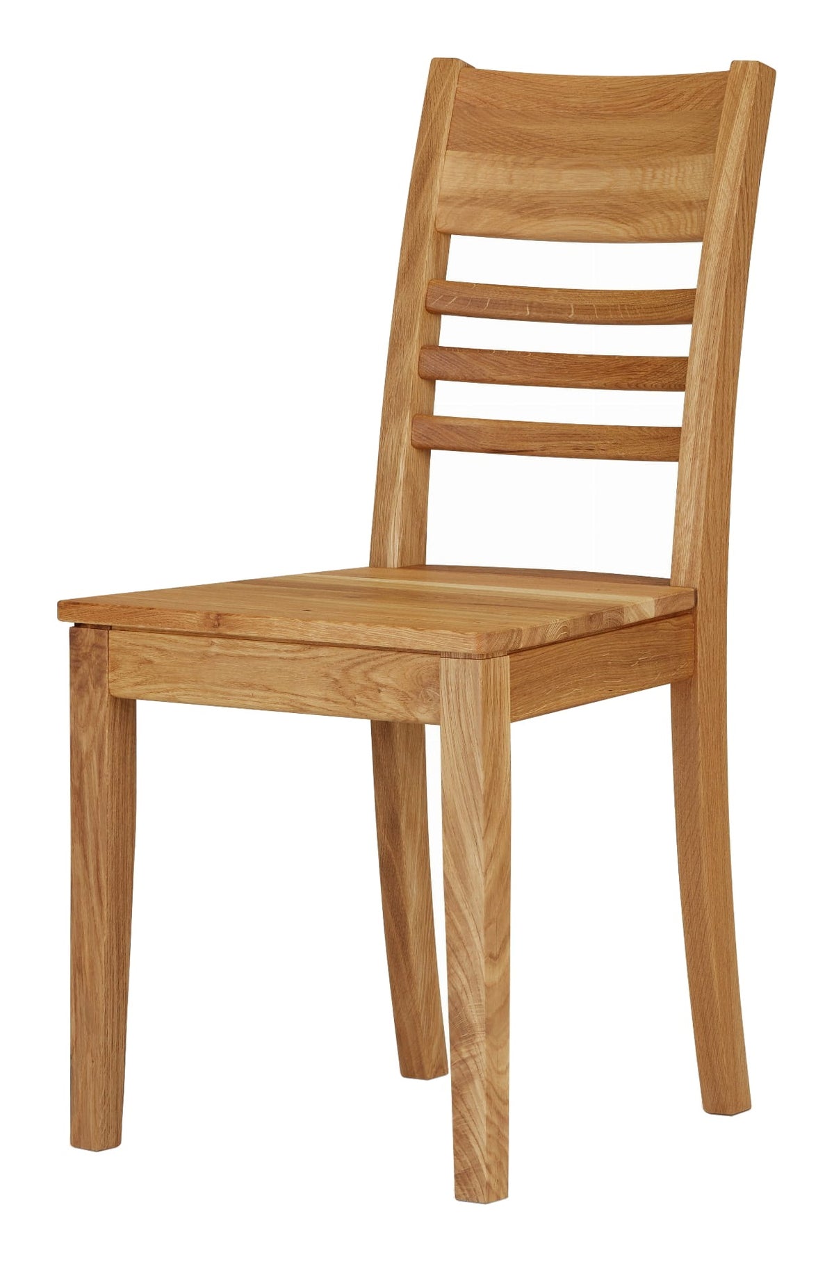 Chaise Jules en chêne massif, dossier à barreaux, vue de trois quarts
