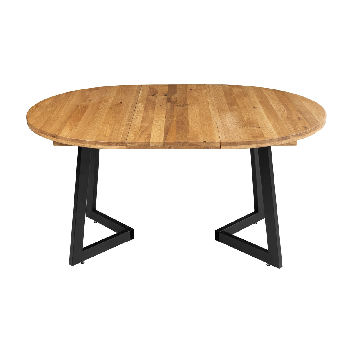 Table ronde Lucie ouverte avec son allonge de 40 cm