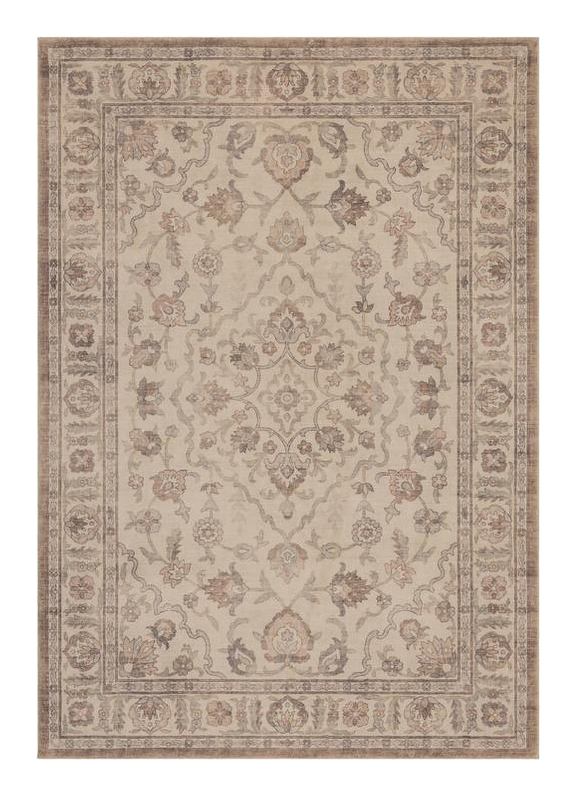 Tapis Moissac, coloris beige et terracotta, vue de dessus
