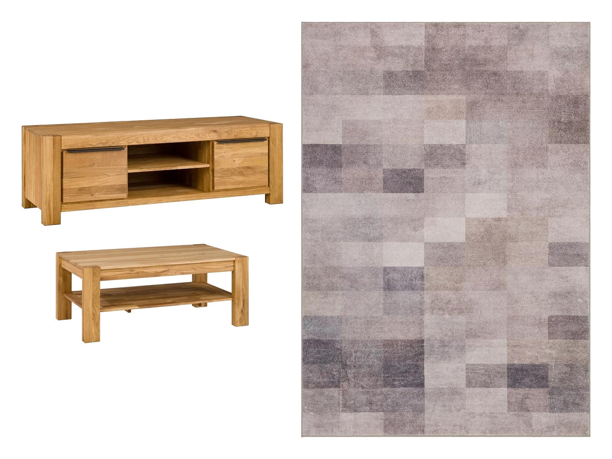 Ensemble salon Armand, tapis gris : les produits côte à côte