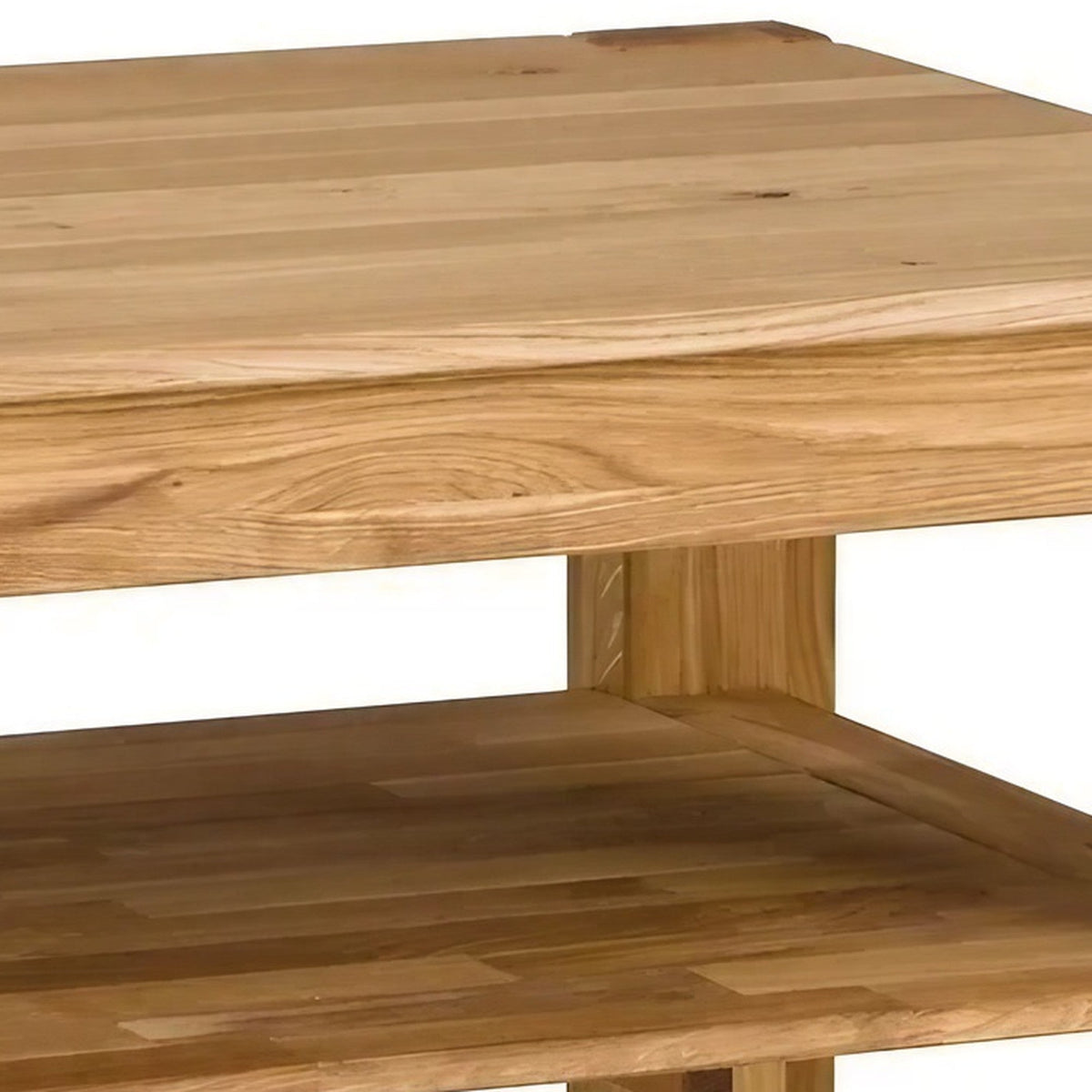 Table basse Armand, le chêne et les poignées de près